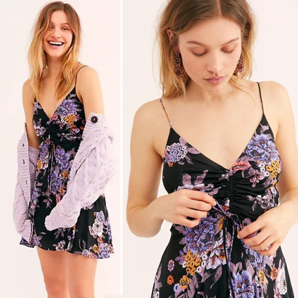 Free People Happy Heart Mini Dress - Purple